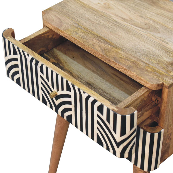 English Elm Solid Wood Edessa Bone Inlay Bedside with 2 Drawers, Nordic Legs, Timeless Modern Accent for Home Decor Oak B182P166588