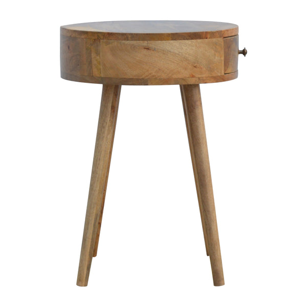 English Elm Nordic Circular Bedside Table Oak - 1-Drawer Solid Wood Nightstand, Minimalist Modern Design B182P166492