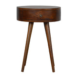 Nordic Chestnut Circular Bedside Table - Timeless Elegance, Functional & Stylish Furniture Essential, 15.75 x 15.75 x 22.05