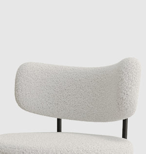 English Elm 51.2'' Dining Table Set With Black Metal Legs - Modern Glass Top & 4 Plush White Teddy Velvet Chairs W2189S00265