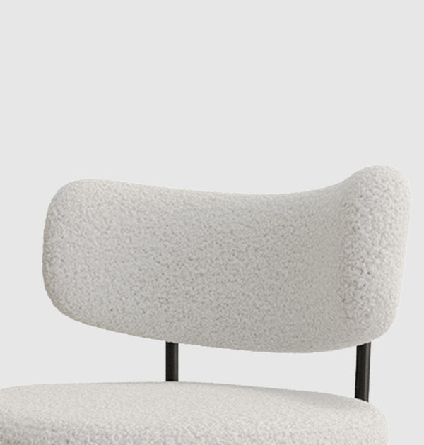 English Elm 51.2'' Dining Table Set With Black Metal Legs - Modern Glass Top & 4 Plush White Teddy Velvet Chairs W2189S00265