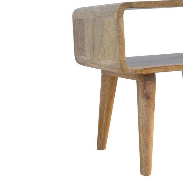 English Elm Solid Mango Wood Open Shelf Nightstand Sculpted Organic Bedroom Accent Table B182P202477