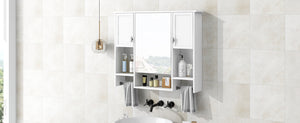 English Elm 35'' Modern Wall-Mounted Medicine Cabinet with Mirror, Ample Storage, Adjustable Shelves & Towel Bar White WF317173AAK