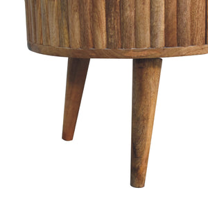 English Elm Solid Wood Stripe Coffee Table Oak Finish with 2 Drawers Nordic Legs — Timeless, Compact Living Elegance B182P166595