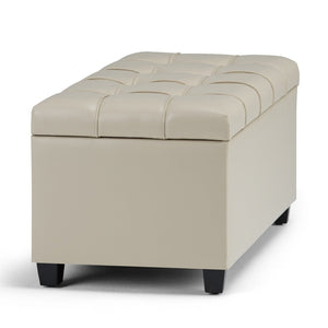 English Elm Sienna Storage Ottoman Bench In Satin Cream - Stylish, Functional Seating With Hidden Storage Solutions B136P159114-GIGA