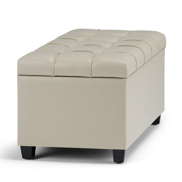 English Elm Sienna Storage Ottoman Bench In Satin Cream - Stylish, Functional Seating With Hidden Storage Solutions B136P159114-GIGA