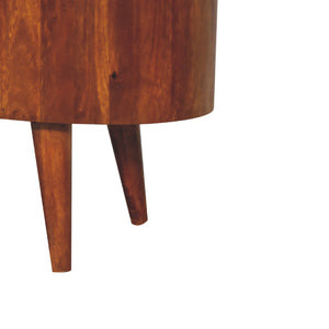 English Elm Solid Wood Cortez Chestnut media unit with 2 open shelves, Nordic legs, compact 39.4"L modern chestnut design B182P166601