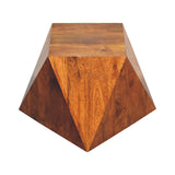 English Elm Chestnut Abstract End Table