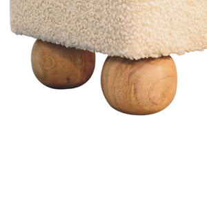 English Elm Solid Wood Vintage Leather Boucle Footstool – Artisan Crafted Modern Accent For Cozy Spaces B182P280796-GIGA