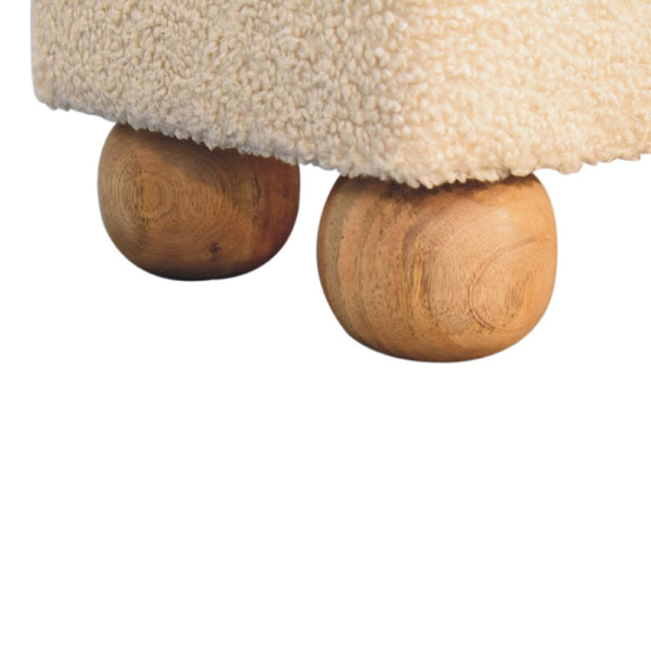 English Elm Solid Wood Vintage Leather Boucle Footstool – Artisan Crafted Modern Accent For Cozy Spaces B182P280796-GIGA