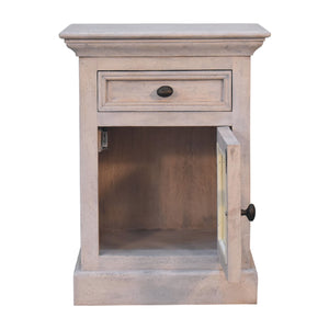 English Elm Glazed Solid Wood Bedside in Stone White — Timeless Elegance, Clean Lines, Functional Storage, 21.65x17.72x27.56 B182P166694