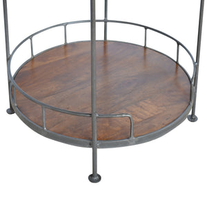 English Elm Industrial Round Butler Tray Table — Timeless wood & metal accent table, versatile stylish side table for living spaces Chestnut B182P166562