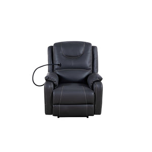 English Elm Liyasi Zero Gravity Power Recliner Eco Leather Massage Lumbar Heat Usb Charging Black W820S00076
