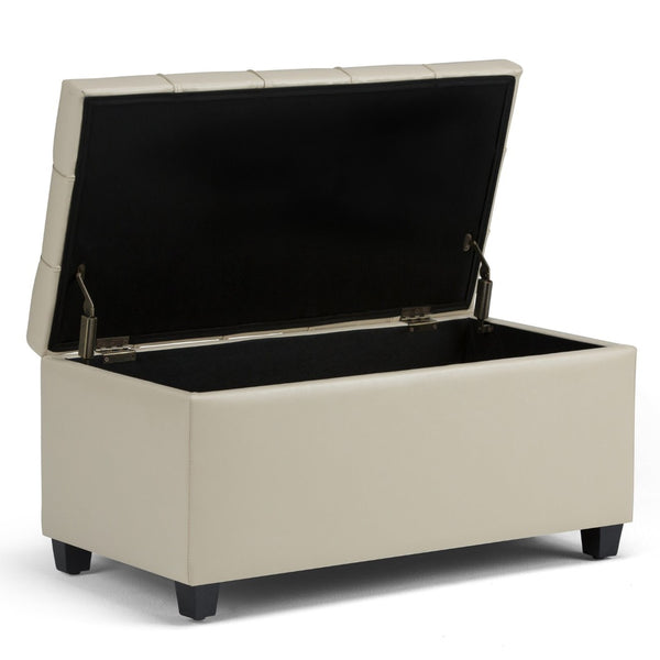 English Elm Sienna Storage Ottoman Bench In Satin Cream - Stylish, Functional Seating With Hidden Storage Solutions B136P159114-GIGA