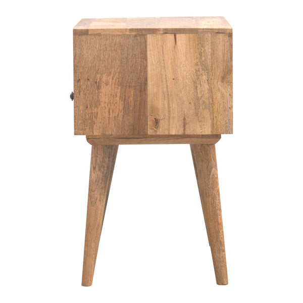 English Elm Modern Nightstand Solid Wood Oak Finish with Open Slot & Drawer, Nordic Legs, Compact Chic Design B182P166481