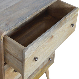 English Elm Curved Oak-ish Chest with 3 Drawers on Nordic Legs — Solid Wood Light Brown, Timeless Modern Accent B182P166520