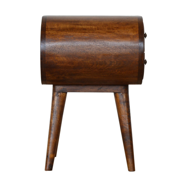 English Elm Chestnut Circular Nightstand - Solid Wood, Elegant Design, Perfect For Small Spaces & Modern Decor B182P166515