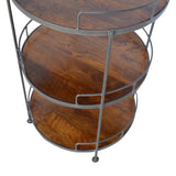 English Elm Industrial Round Butler Tray Table