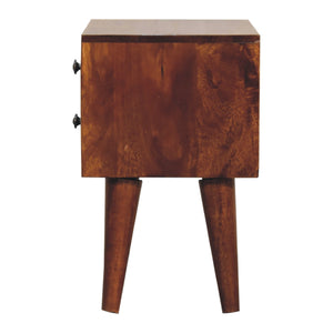 English Elm Mini Chestnut Modern Bedside - Solid Wood Compact Nightstand, Timeless Chestnut Finish, Sleek Lines, Versatile Storage for Cozy Bedrooms (17.72x13.78x13.78) B182P166603