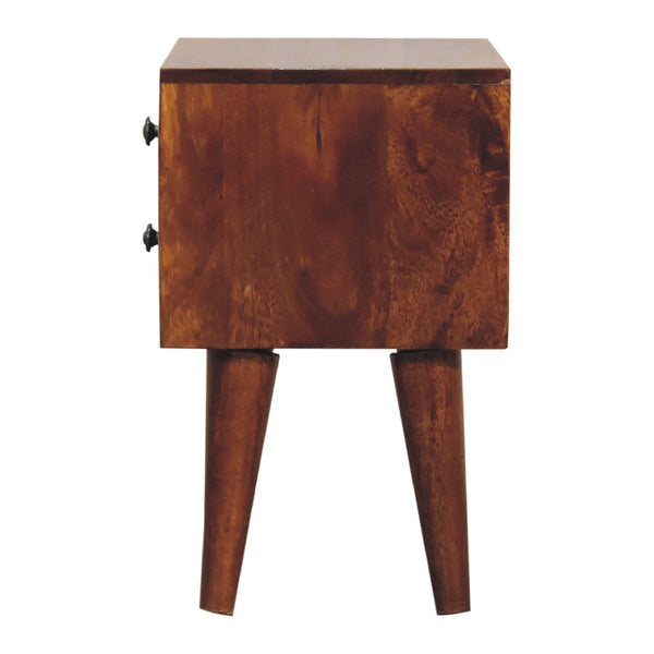 English Elm Mini Chestnut Modern Bedside - Solid Wood Compact Nightstand, Timeless Chestnut Finish, Sleek Lines, Versatile Storage for Cozy Bedrooms (17.72x13.78x13.78) B182P166603