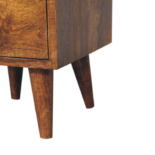 English Elm Solid Wood Mini Classic Nightstand - Charming Multi-Chestnut Finish With Storage & Brass Accents B182P280792-GIGA