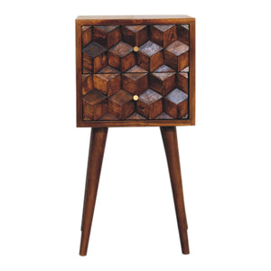 English Elm Mini Chestnut Cube 2 Drawer Bedside