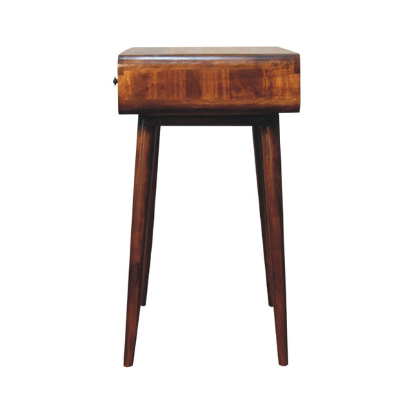 English Elm Curved Chestnut Writing Desk — Solid Wood, Timeless Elegance, Compact 39.4"L Home Office Accent with Clean Lines and Modern Style B182P166651