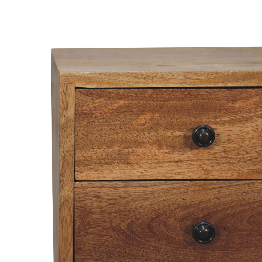 English Elm Mini 2 Drawer Oak-ish Nightstand – Compact Solid Wood Accent Table, Contemporary Clean Lines, Cozy Style B182P166675