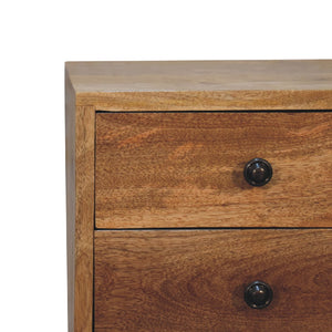 English Elm Mini 2 Drawer Oak-ish Nightstand – Compact Solid Wood Accent Table, Contemporary Clean Lines, Cozy Style B182P166675
