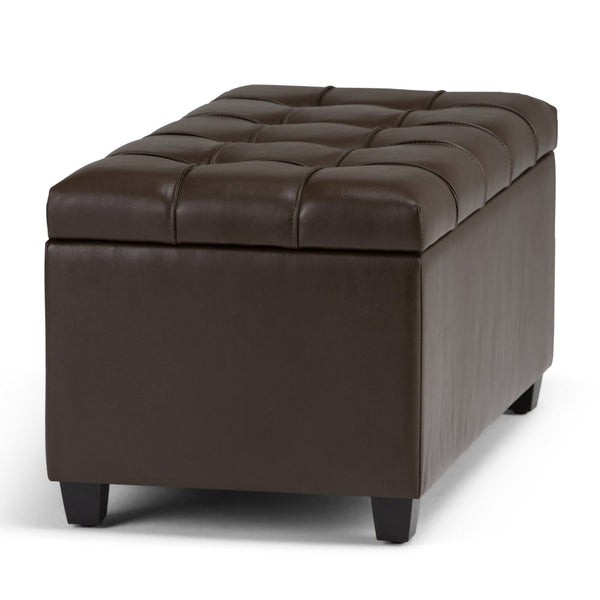English Elm Sienna Storage Ottoman Bench - Stylish Chocolate Brown Faux Leather With Hidden Storage & Comfort B136P159113-GIGA
