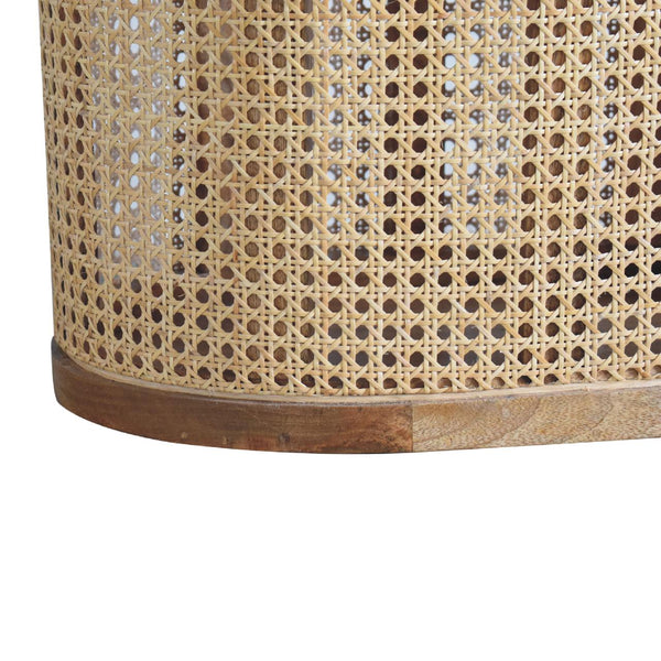 English Elm Larissa Stylish Lid-Up Storage Stool For Modern Living - Oak-Finish Wood & Woven Rattan Design B182P166605