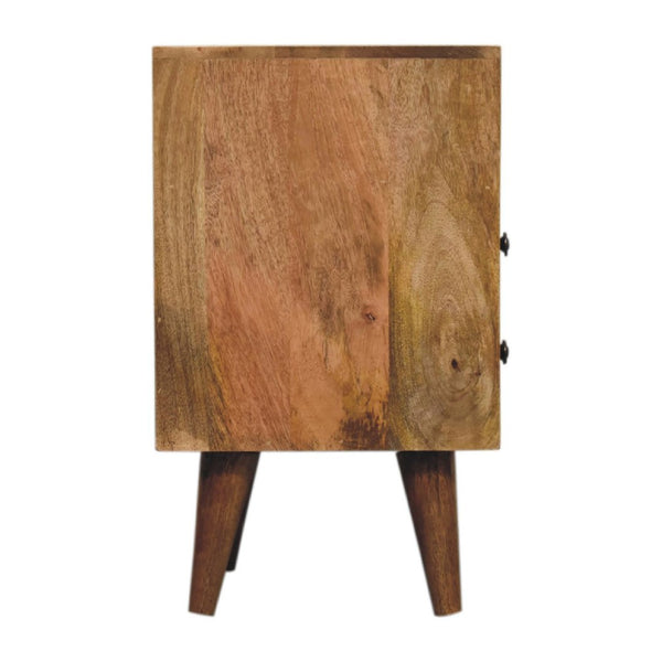 English Elm Solid Wood Mini Oak-Ish Classic Nightstand - 2 Drawers & Open Shelf, Nordic Design, Light Brown B182P280791-GIGA