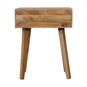English Elm Bone Inlay Tapered Nightstand Oak with 1 Drawer and Nordic Legs — Solid Wood, Clean Lines, Cozy Chic B182P166557
