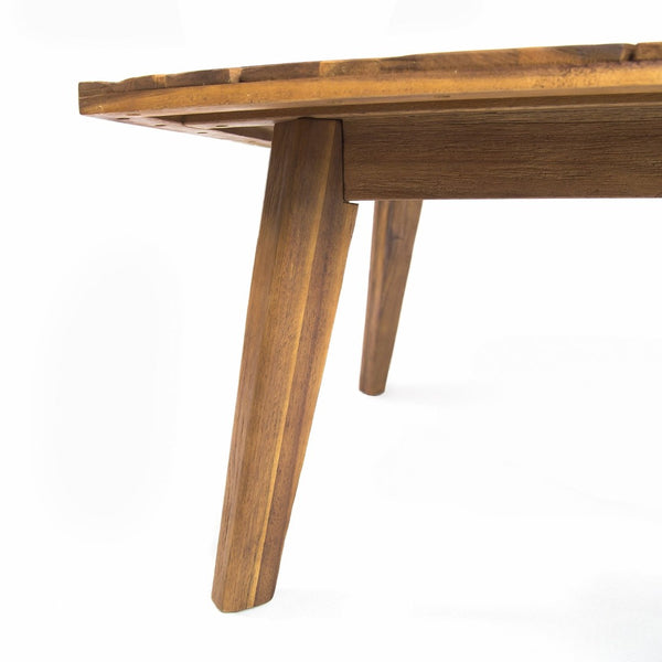 English Elm Hillcrest Solid Acacia Corner Sofa with Built-in Side Table for Outdoor Living 61288.00SBWHI-L-R-TSET