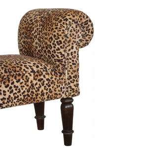 English Elm Leopard Print Velvet Upholstered Bench Bold Animal Pattern Accent Seat for Bedroom B182P166509