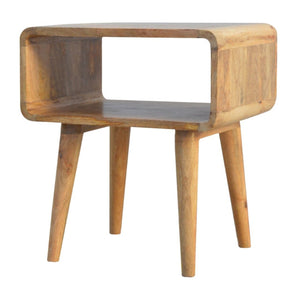 English Elm Solid Mango Wood Open Shelf Nightstand Sculpted Organic Bedroom Accent Table B182P202477