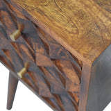 English Elm Mini Chestnut Cube 2 Drawer Bedside