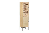 Tall Thin Corner Floor Cabinet - 2 Doors 1 Drawer 6 Tier Display Shelf