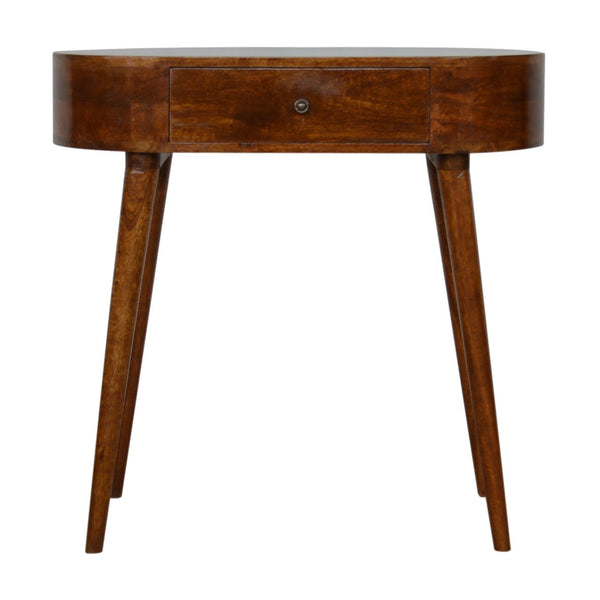 English Elm Albion Console with 1 Drawer and Nordic Legs — Solid Wood Light Brown Accent Table, Timeless Design Chestnut B182P166516