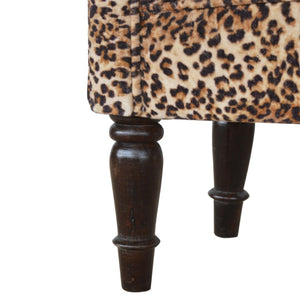 English Elm Leopard Print Velvet Upholstered Bench Bold Animal Pattern Accent Seat for Bedroom B182P166509
