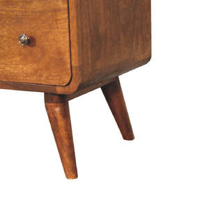 English Elm Large Curved Chestnut Chest – Solid Wood 51" Storage Console, Timeless Curved Design, Chestnut Finish B182P166676