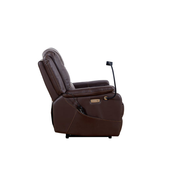English Elm Liyasi Zero Gravity Power Recliner Eco Leather Massage Lumbar Heat Usb Charging Brown W820S00075