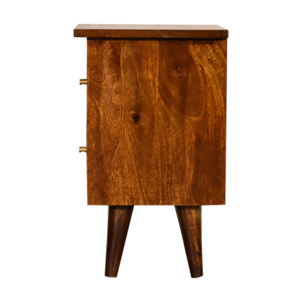 English Elm Chestnut Solid Wood Bedside Table – Timeless Elegance, Compact 17.7" Cube, Versatile Stylish Nightstand B182P166542