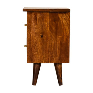 English Elm Chestnut Solid Wood Bedside Table – Timeless Elegance, Compact 17.7" Cube, Versatile Stylish Nightstand B182P166542