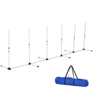English Elm Pawhut Adjustable Dog Agility Training Set With Weave Poles & Carry Bag For Ultimate Fun & Skill W2225P166454-GIGA