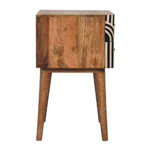 English Elm Solid Wood Edessa Bone Inlay Bedside with 2 Drawers, Nordic Legs, Timeless Modern Accent for Home Decor Oak B182P166588