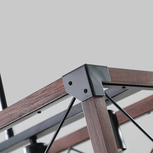 English Elm (Same As W1340P155968/L1011-Rw) 32" Red Wood Industrial Farmhouse Pendant Light Chandelier, 5-Light For Dining Spaces W1340P206645