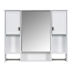 English Elm 35'' Modern Wall-Mounted Medicine Cabinet with Mirror, Ample Storage, Adjustable Shelves & Towel Bar White WF317173AAK
