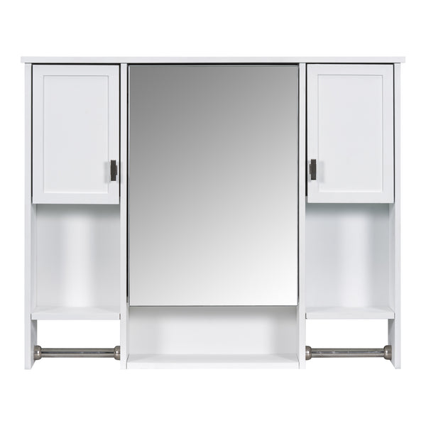 English Elm 35'' Modern Wall-Mounted Medicine Cabinet with Mirror, Ample Storage, Adjustable Shelves & Towel Bar White WF317173AAK