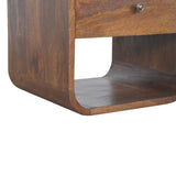 English Elm Chestnut Curved Edge Bedside